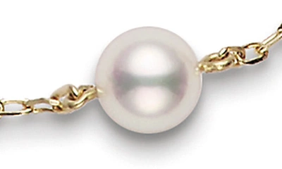 Shop Mikimoto Akoya Cultured Pearl Station Bracelet In Yellow Gold/ Pearl