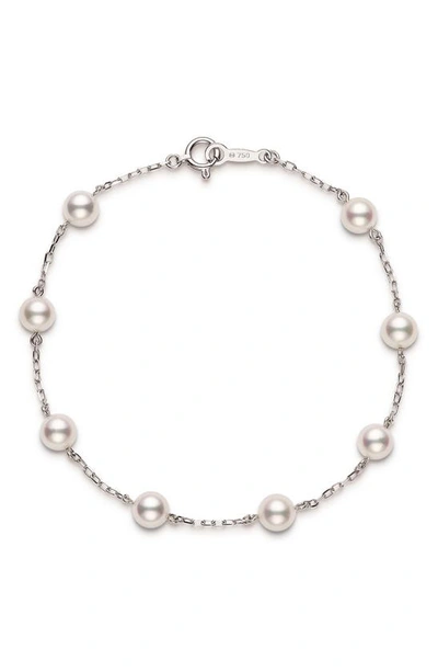 Shop Mikimoto Akoya Cultured Pearl Station Bracelet In White Gold/ Pearl
