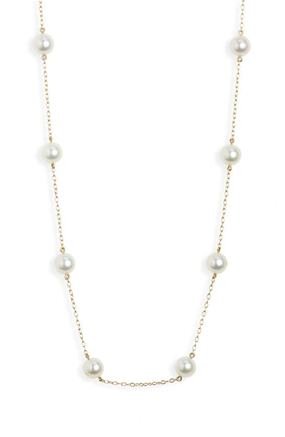 Shop Mikimoto Genuine Ayoka Pearl Station Necklace In Yellow Gold