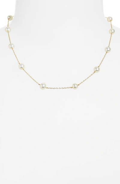 Shop Mikimoto Genuine Ayoka Pearl Station Necklace In Yellow Gold