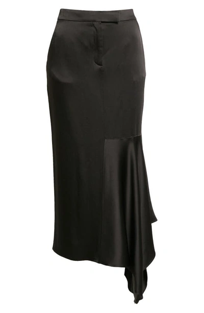 Shop Tom Ford Asymmetric Satin Midi Skirt In Black