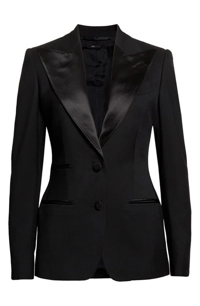 Shop Tom Ford Virgin Wool Tuxedo Jacket In Black
