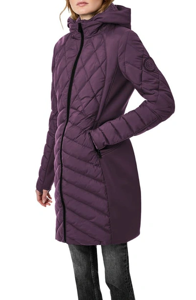 Shop Bernardo Mixed Media Water Resisant Quilted Puffer Jacket In Purple Rain