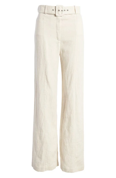 & Other Stories Belted Linen Flare Pants In Natural Linen