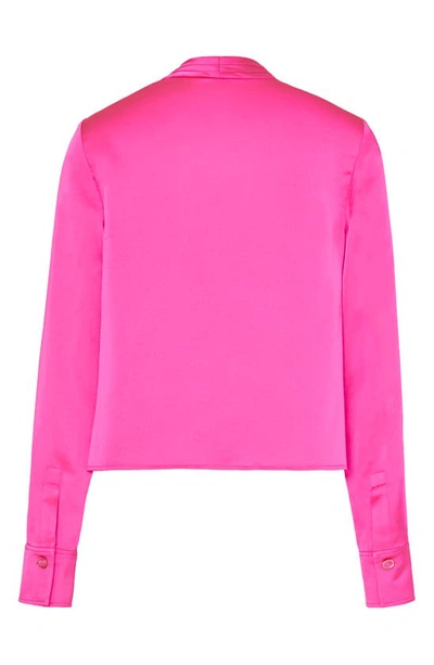 Shop Milly Nancy Cowl Neck Satin Top In  Pink
