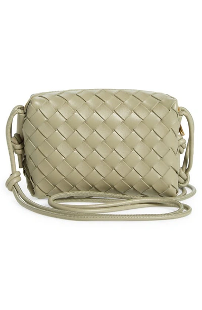 Shop Bottega Veneta Small Intrecciato Leather Crossbody Bag In 2916 Travertine-gold