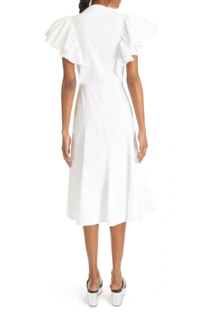 Shop Chloé Ruffle Detail Cotton Poplin Dress In White