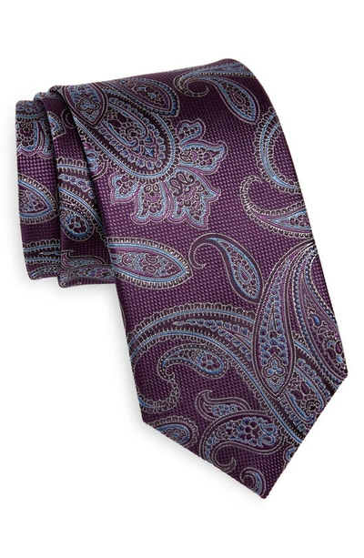 Shop Canali Paisley Silk Tie In Purple