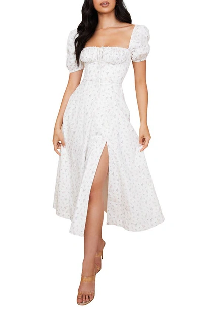 Shop House Of Cb Tallulah Puff Sleeve Midi Dress In White Floral