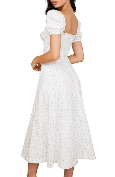 House Of Cb Tallulah Floral-print Cotton-blend Midi Dress In White Floral