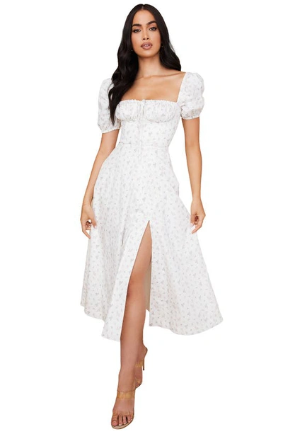 Shop House Of Cb Tallulah Puff Sleeve Midi Dress In White Floral