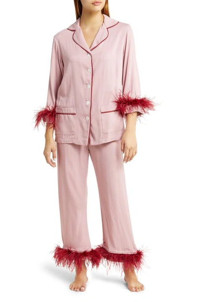 Shop Sleeper Party Double Feather Pajamas In Wine