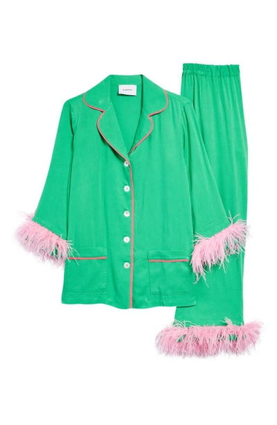 Shop Sleeper Party Double Feather Pajamas In Green