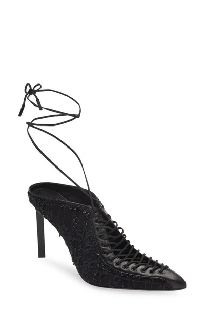 Shop Givenchy Show Lace-up Pointed Toe Pump In 001-black