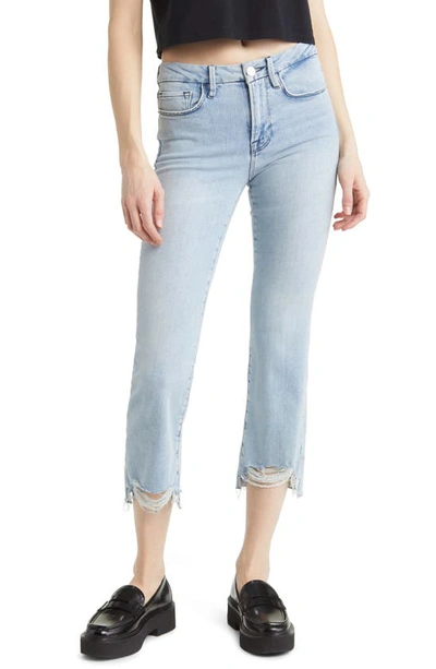 Shop Frame Le Crop Mini Boot Stagger Raw Hem Crop Bootcut Jeans In Yorba Chew