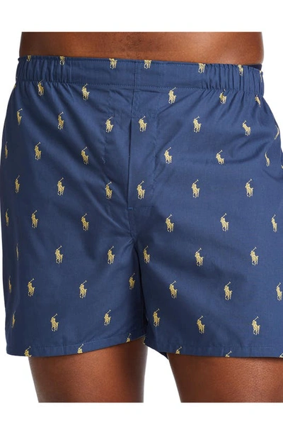 Shop Polo Ralph Lauren Assorted 5-pack Woven Cotton Boxers In Navy