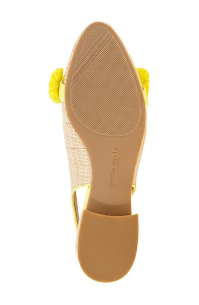 Shop Gentle Souls By Kenneth Cole Anana Raffia Flower Slingback Flat In Natural Weave/ Yellow