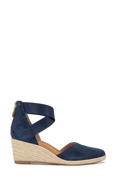 Gentle Souls By Kenneth Cole Orya Espadrille Wedge Sandal In Navy Suede