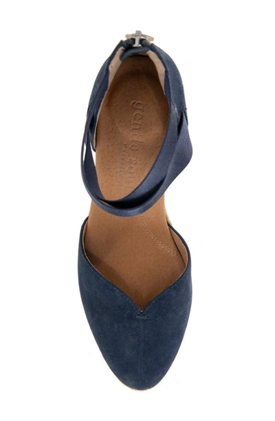 Gentle Souls By Kenneth Cole Orya Espadrille Wedge Sandal In Navy Suede