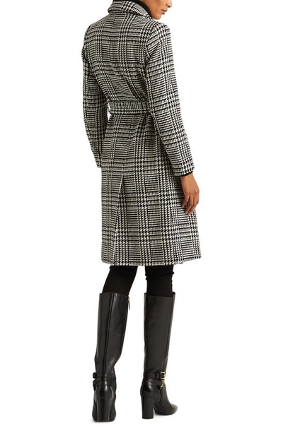 Shop Lauren Ralph Lauren Glen Plaid Belted Wool Blend Coat In Enlarged Glen Check