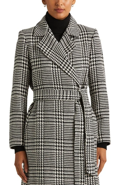 Shop Lauren Ralph Lauren Glen Plaid Belted Wool Blend Coat In Enlarged Glen Check