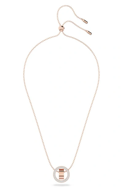 Shop Swarovski Hollow Pendant Necklace In Rose Gold