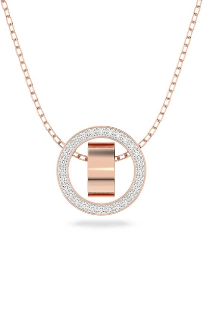 Shop Swarovski Hollow Pendant Necklace In Rose Gold