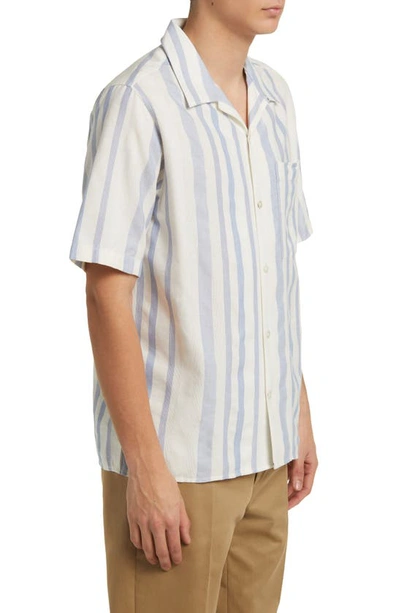 Shop Nn07 Julio 5412 Stripe Short Sleeve Button-up Camp Shirt In Blue Stripe 720