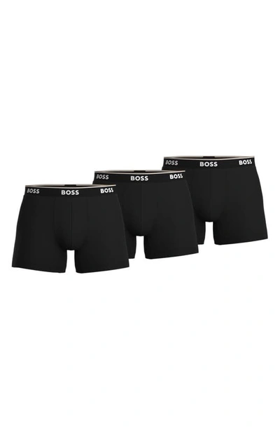 Shop Hugo Boss 3-pack Power Stretch Cotton Boxer Briefs In Black