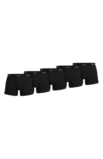Shop Hugo Boss 5-pack Authentic Cotton Boxer Briefs In Black