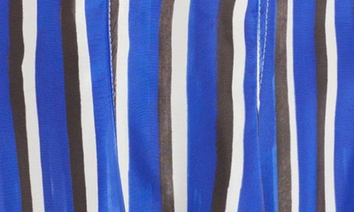 Shop Bottega Veneta Stripe Long Sleeve Midi Dress In Blue/ Black