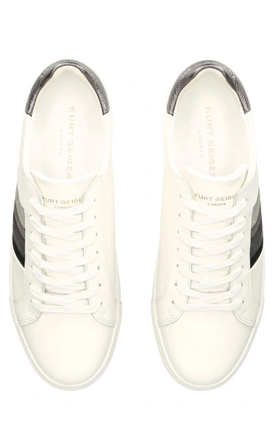 Shop Kurt Geiger Lennon Embroidered Sneaker In White/ Grey