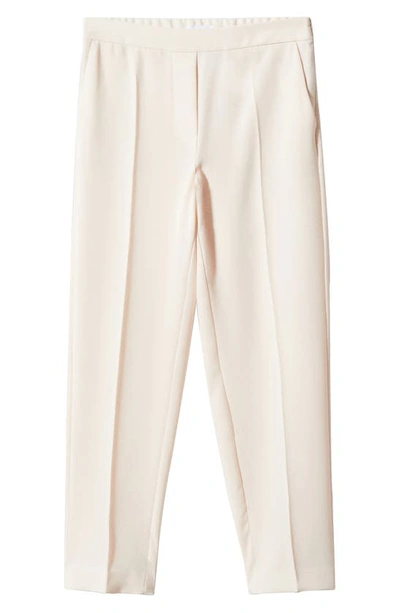 Mango Pleated Straight Leg Suit Pants In Ecru