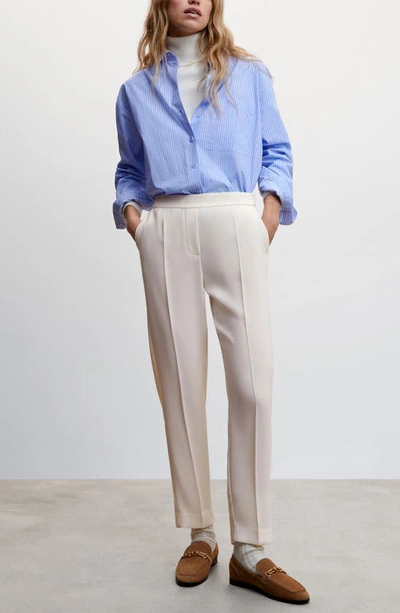 Mango Pleated Straight Leg Suit Pants In Ecru