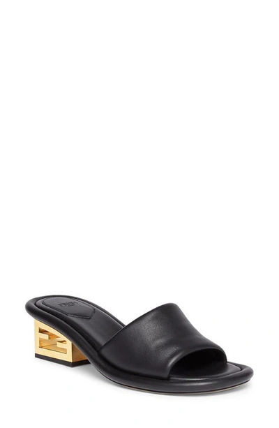 Shop Fendi Cut Baguette Slide Sandal In Black