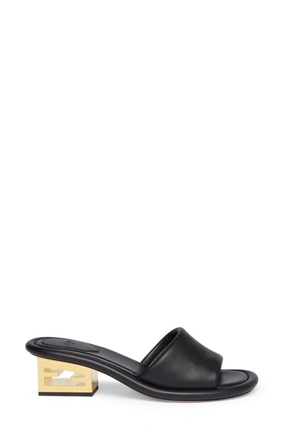 Shop Fendi Cut Baguette Slide Sandal In Black