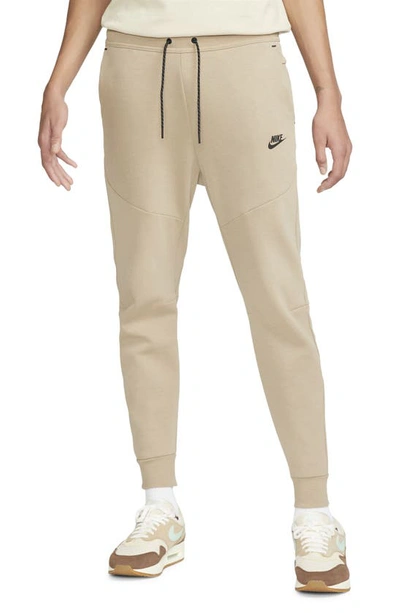 Shop Nike Tech Fleece Jogger Sweatpants In Khaki/ Black