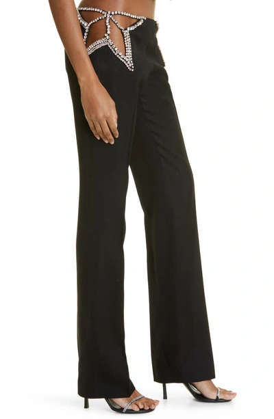 Shop Stella Mccartney Embellished Cutout Straight Leg Trousers In 1000 Black
