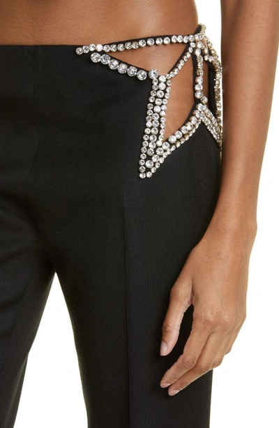 Shop Stella Mccartney Embellished Cutout Straight Leg Trousers In 1000 Black