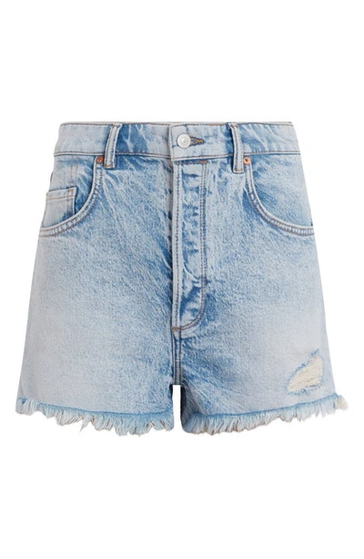 Shop Allsaints Libby Denim Shorts In Indigo Blue