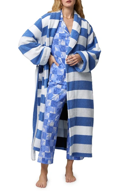 Shop Bedhead Pajamas Stripe Cotton Terry Robe In Seaside Stripe