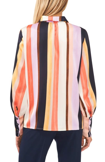 Halogen Solid Button-up Shirt In Sunset Stripe Coral