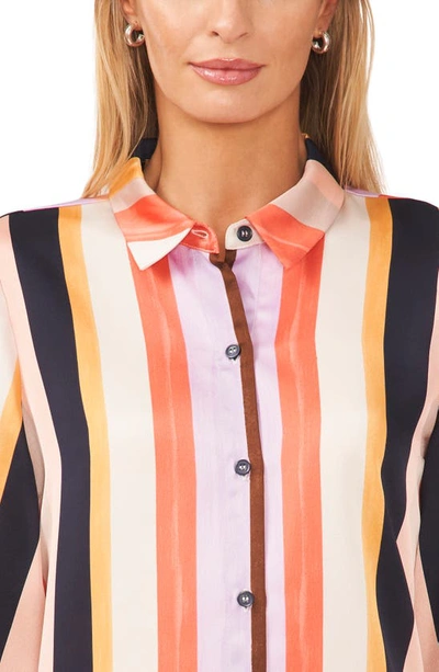 Halogen Solid Button-up Shirt In Sunset Stripe Coral