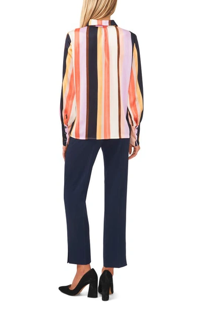 Halogen Solid Button-up Shirt In Sunset Stripe Coral