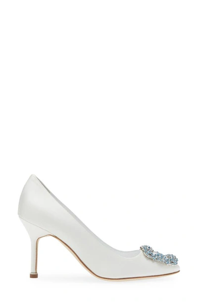 MANOLO BLAHNIK MANOLO BLAHNIK HANGISI BLUE BUCKLE PUMP 