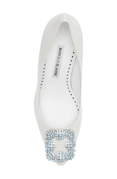 Manolo Blahnik Hangisi Blue Buckle Pump In Cream
