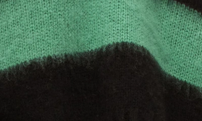 Shop Allsaints Lou Stripe Crop Sweater In Black/ Apple Green