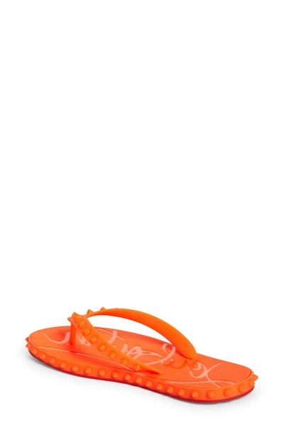 Shop Christian Louboutin Super Loubi Flip Flop In Fluo Orange
