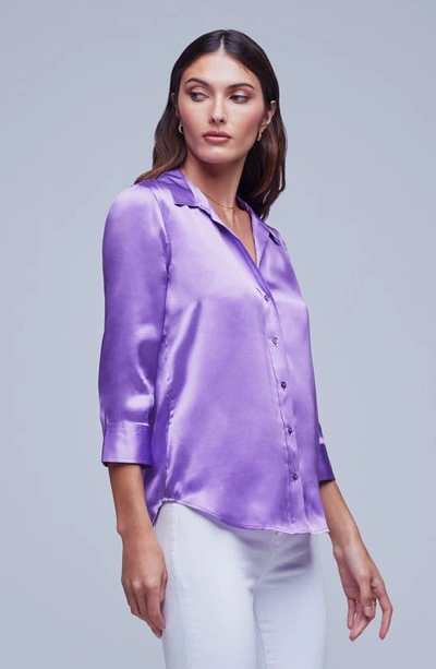 Shop L Agence Dani Silk Charmeuse Blouse In Orchid