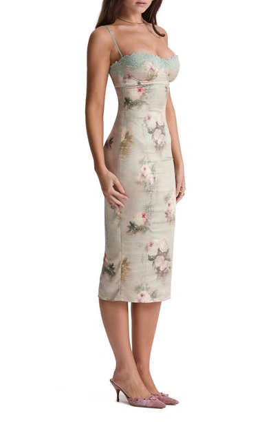 House Of Cb Womens Vintage Floral Venus Floral-print Satin Midi Dress In Vintage